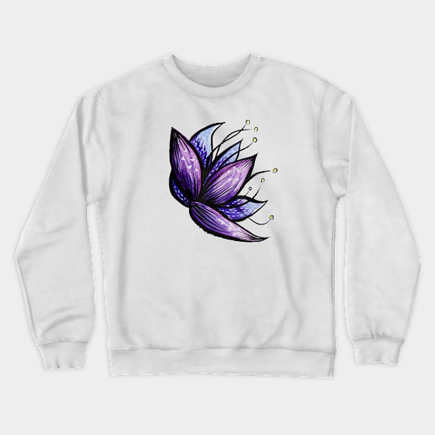 Abstract Flower Doodle Ink Watercolor Drawing Crewneck Sweatshirt by Boriana Giormova